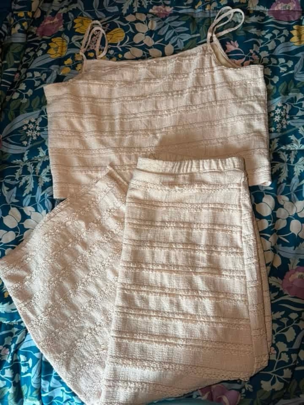No Boundaries Cream Two-Piece Textured Maxi Set